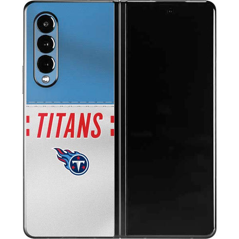 NFL Tennessee Titans White Striped Galaxy Z Fold3 5G Skin